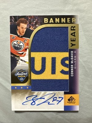 Connor McDavid 2020-21 Upper Deck SP Game Used All-Star Banner Year Auto 3/10