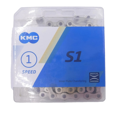 KMC S1 Bike Chain Single Speed 112-Links 1/2''x 1/8'' Snap-On Connectors 0392A