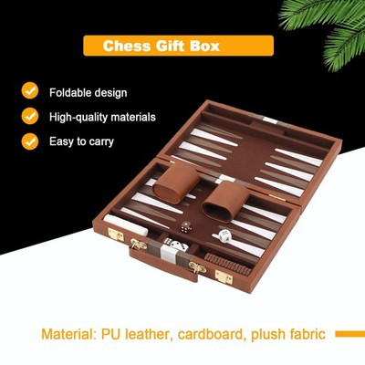 Backgammon Spielbrett aus PU-Leder mit Acryl-Spielsteinen Komplettes Zubehör