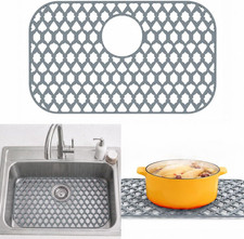 Silicone Sink Protector for Multi-Size Kitchen Sink 22"X13", Rear Drain