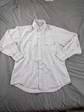 Vintage L.L. Bean Shirt Mens Large White Check Long Sleeve Button Down Made USA