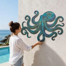 Octopus Metal Wall Art, Housewarming Gift, Coastal Beach House Decor, Nautical