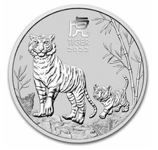 2022 Australia Year of the Tiger 1/2 oz .9999 Silver Coin In Capsule Serie III
