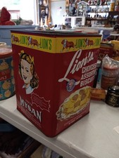 Large Vintage Cookie Tin Lions Choicest Assorted Super Mysan Biscuit Old Big Can