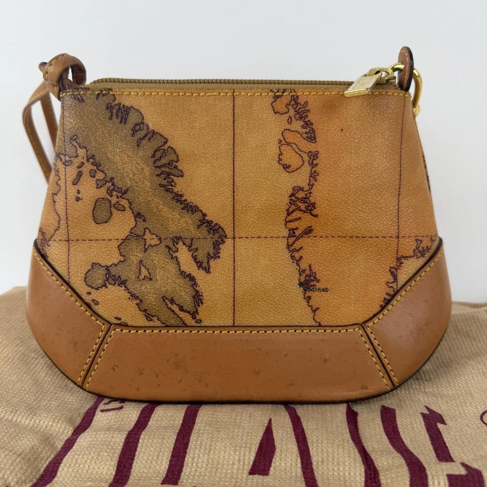 Alviero Martini 1A Classe Crossbody Bag Womens Small Brown Geo Map Made in Italy - Image 3 of 4