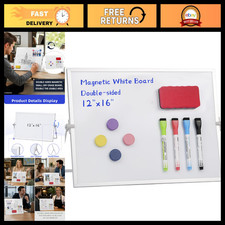 Double-Sided Magnetic Whiteboard 12x16 Desk Dry Erase Board with Stand