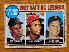 1968 Topps #1 National League 1967 Batting Leaders Clemente Gonzalez Alou NM