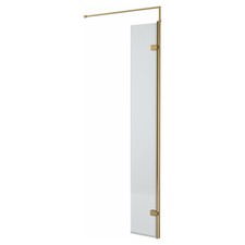 Image of Hudson Reed 300mm x 1950mm Fluted Wetroom Swing Screen with Brushed Brass Fittin