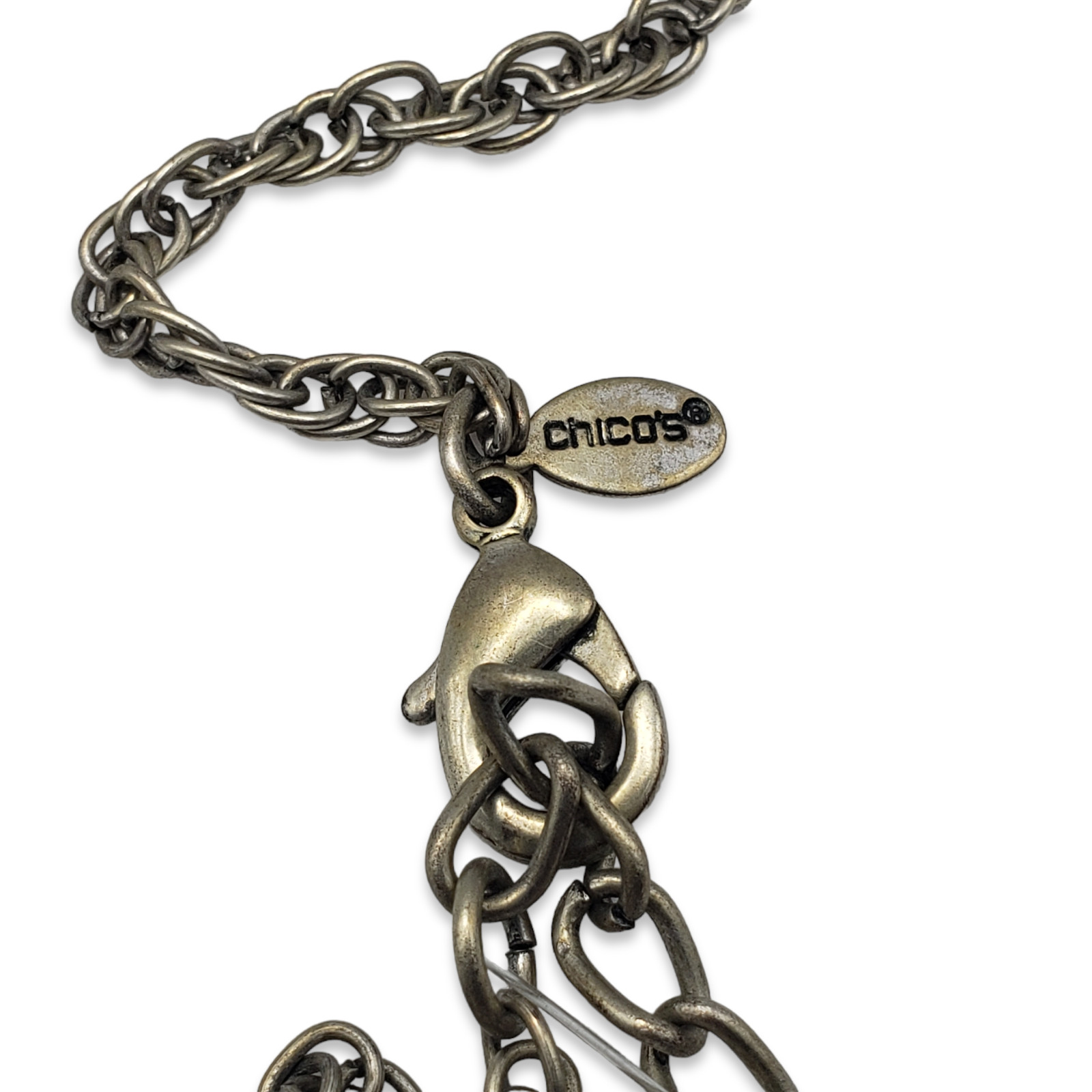 Chico's Long Silver Tone Discs Statement Necklace… - image 4