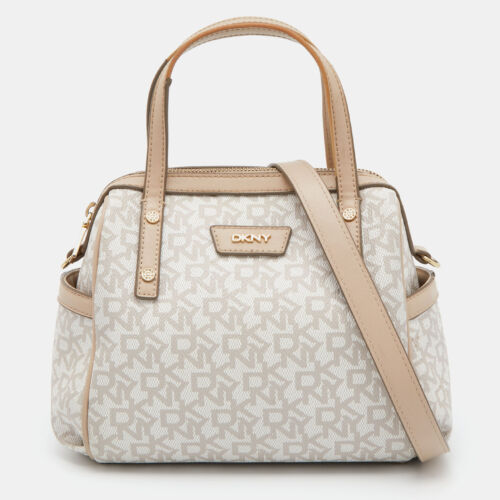 Dkny Beige/Ivory Signature Coated Canvas and Leather Satchel - 第 1/10 張圖片