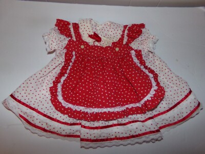 passend für Xavier Roberts Standing Edition Puppenkleid für Softie rot/weiß