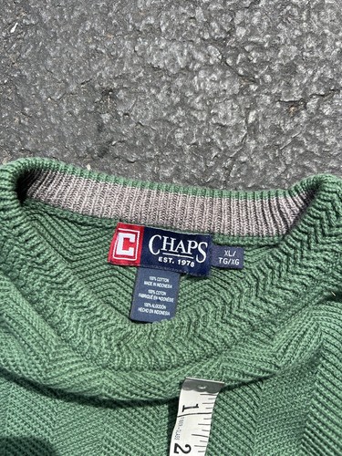 Ralph Lauren Chaps Pullover Herren XL Baumwolle Langarm Fischgrät Grün - Bild 4 von 5