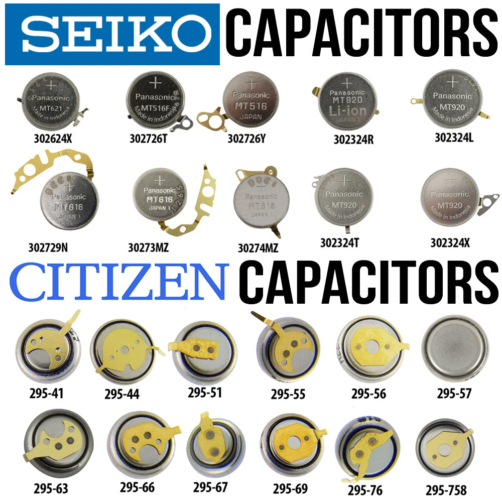 Citizen & Seiko Watch Battery Capacitors Replacement Parts Repair Service -  NEW!