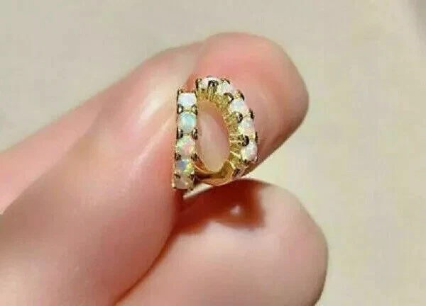 0.20Ct Round Lab Created Fire Opal Women's Hoop Earrings 14K Yellow Gold Plated - Image 4 of 4