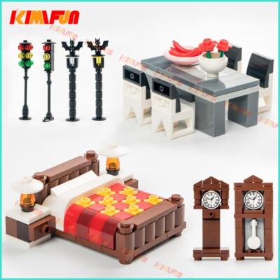 Bausteine City Zubehör Straßenlaterne Uhr Schreibtisch Bett Tisch für Lego