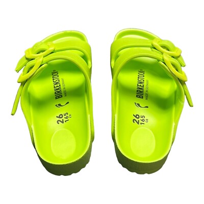 Birkenstock Neon Lime Slide Sandals VNTG? Birkenstock Rave Neon Lime Patent Leather Sandal  main image 3