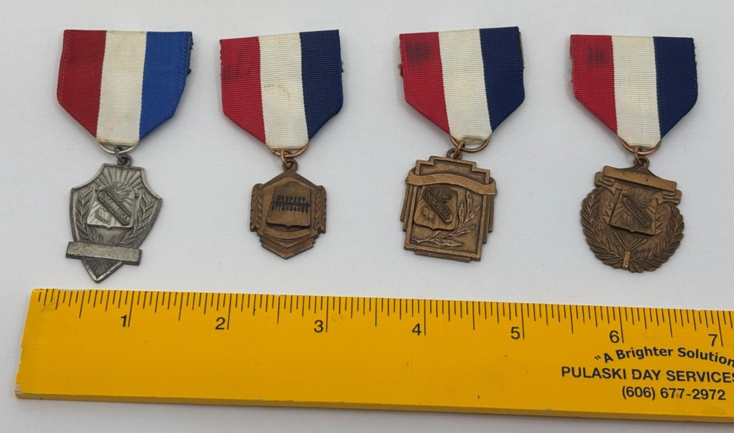 Mixed Lot of 7 Vintage 1970s Buttons Pins Medals School Rewards 4H Awards