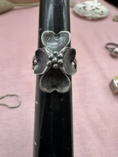Vintage Nye Sterling Silver DOGWOOD Floral Adjustable Handmade FLOWER RING