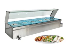 TECHTONGDA 110V 6*1/3 Pan Countertop Bain-Marie Buffet Food Warmer