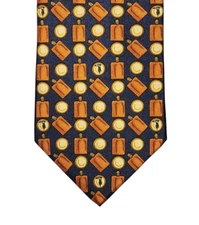 Trussardi Parfums Tie Necktie Mens Blue Orange Geometric Silk Made in Italy Rare
