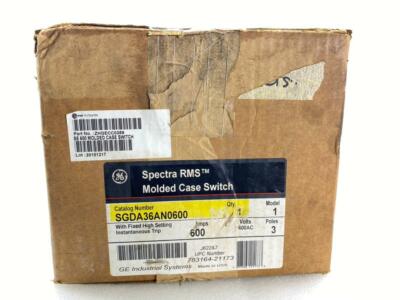 GENERAL ELECTRIC SPECTRA RMS SGDA36AN0600 MOLDED CASE SWITCH 600A 3 POLES