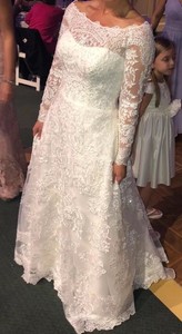 oleg cassini off the shoulder lace wedding dress