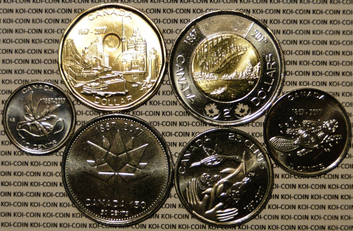 BU UNC Canada 1867-2017 150th commemorate 6 coin set $2 $1 50c 25c