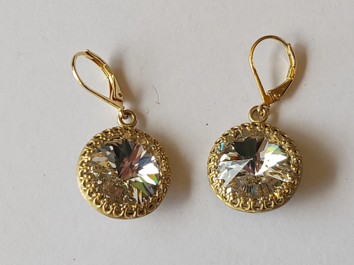Large crystal drop earrings deals