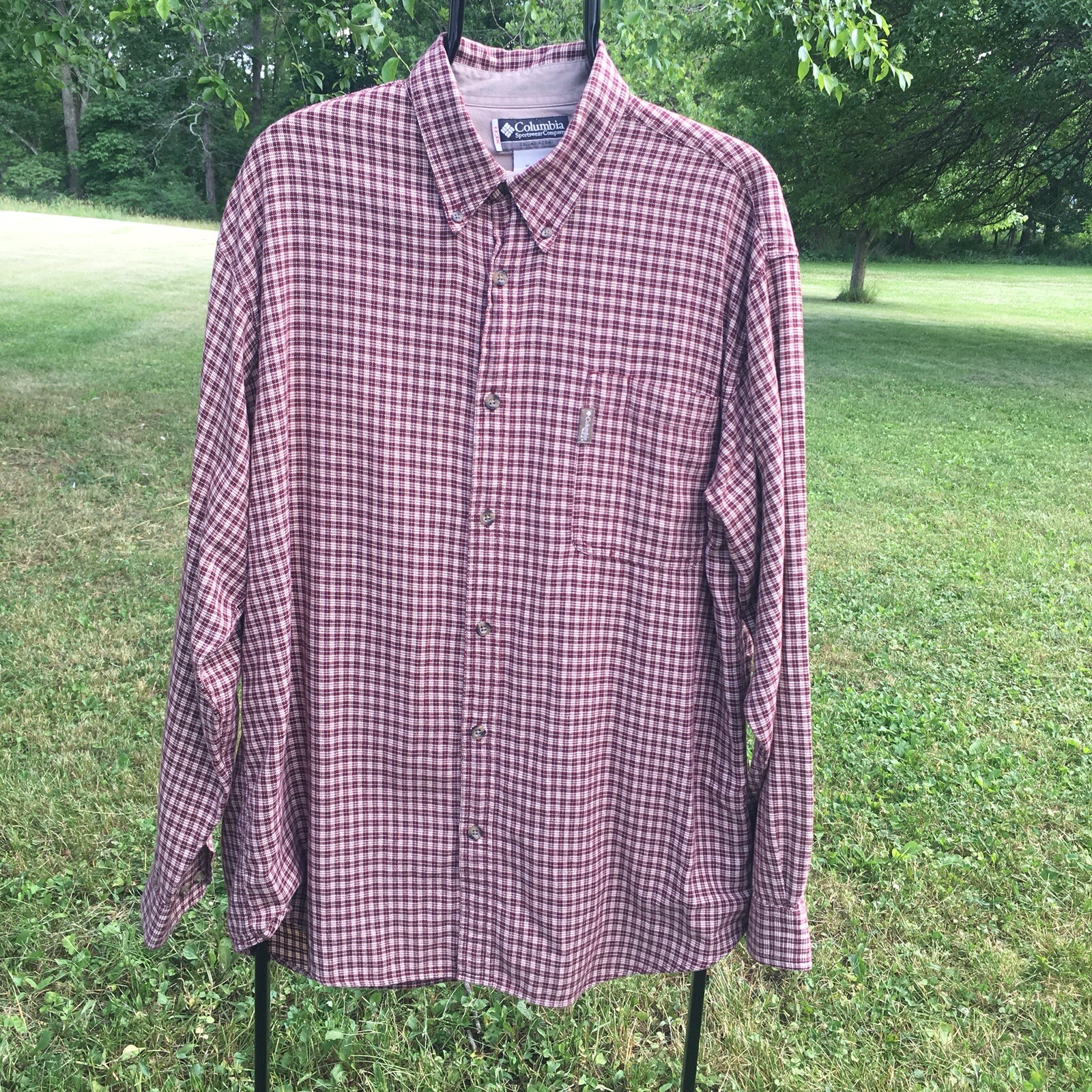 Columbia Men’s Plaid XCO Button Down Shirt Long Sleev… Gem