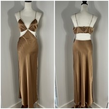 Reformation Poppies Silk Cutout Maxi Dress Size 8 Brown NEW $348