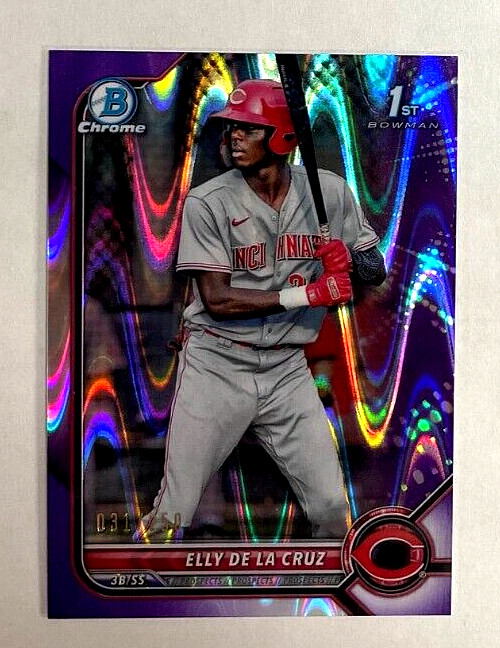 Elly De La Cruz 2022 Bowman Chrome Prospect Purple Raywave Refractor #BCP50 /250