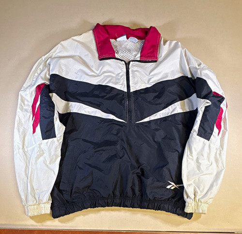 Vintage 90s Reebok Men's XL Full Zip Colorblock Windbreaker Jacket