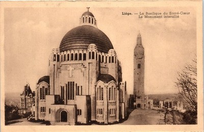 Vintage Postcard Liege Basilica Sacre Coeur Monument Interallie Belgium