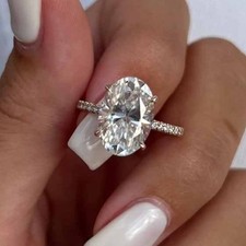 3.20CTW Oval Cut Moissanite Women's Wedding Engagement Ring 14K Rose Gold Plated