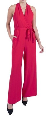 Julia Jordan Women's hot Pink Jumpsuit size 2 barbiecore v-neck romantic elegant