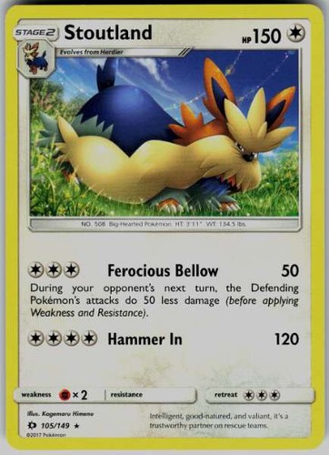 Stoutland 105/149 Sun & Moon Base Set Rare NM Pokemon TCG