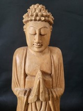 Vintage Hand Carved Wooden Buddha Statue Alter Piece Sculpture Buddhism Decor