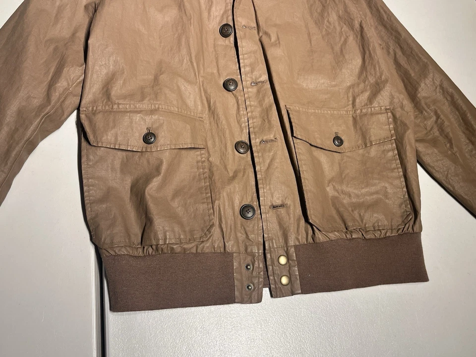 SuitSupply Jacket Men’s XL Brown Linen Bomber Teflon Olmetex Lined Button Coat - Image 3 of 4