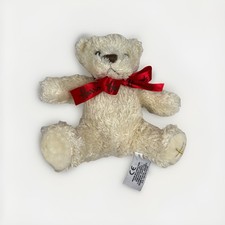Harrods Ivory White Bear With Red Bow Teddy Bear Plush Soft Toy EUC