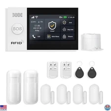 12-Piece Wireless Home Security System - WiFi/4G, App Alerts, Sensors, Siren