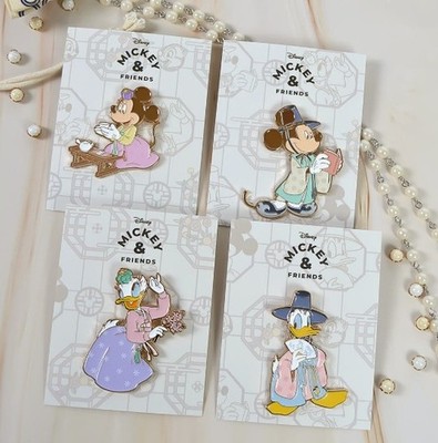 Disney Store Official Mickey & Friends Hanbok Single-Sided Badge Brooch 4Pcs