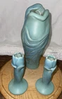 VINTAGE VAN BRIGGLE “LORELAI” POTTERY VASE + TWO CANDLESTICKS/BUD VASES