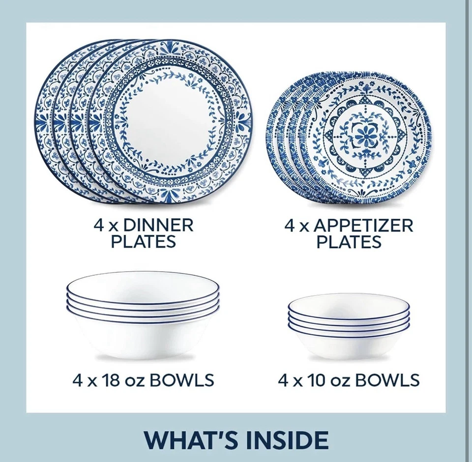 Pfaltzgraff Blue and White Porcelain Dinnerware Set 16-Piece - Image 2 of 4