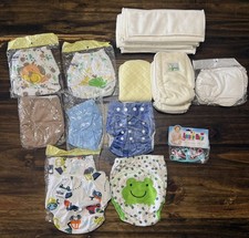 New Lot of 8 Reusable adjustable Pocket Cloth Diapers 19 inserts car animals