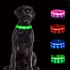 CHUKCHI LED Dog Collar Rechargeable,Waterproof Flashing Collar,Light Up Glow ...