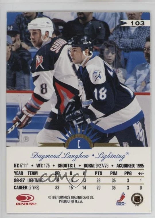 1997-98 Leaf International Stars Daymond Langkow #103 - Image 2 of 2