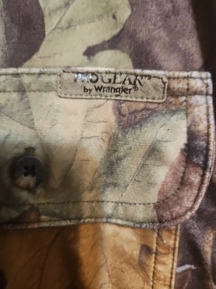 Camisa camuflada Pro Gear By Wrangler para hombre caza aire libre mediana vintage  Foto 4 de 4