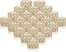 24 Pack Crystal Gold Votive Candle Holders Tealight Wedding Party Decor