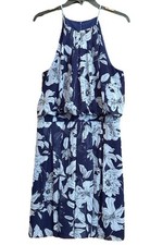 ELIZA J women’s Dress Size 12 Blue Floral Print Chiffon