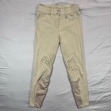 Romfh Equestrian Riding Breeches Womens 26R Tan Sarafina Silicone Knee Patch